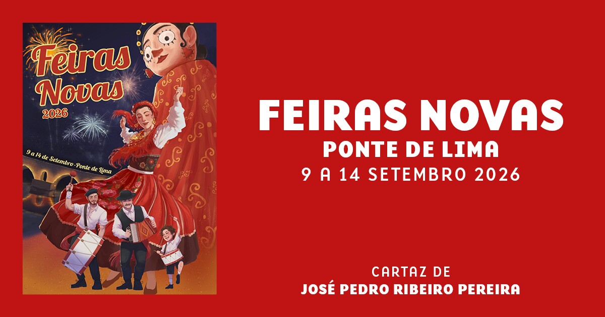 Offizielles Banner der Feiras Novas 2026 in Ponte de Lima.